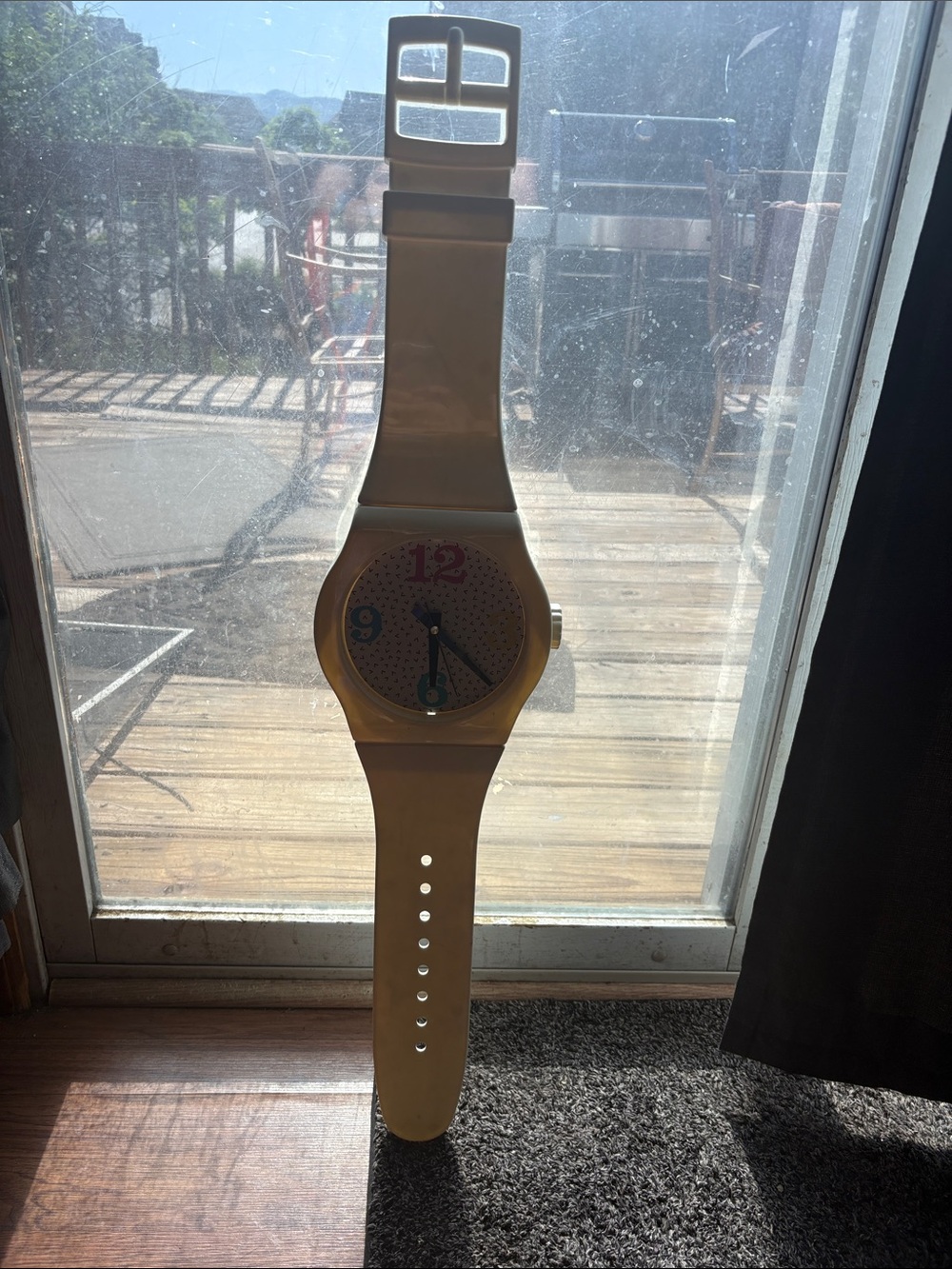 Oversized Beige Fashion Wall Watch with Colorful Dial